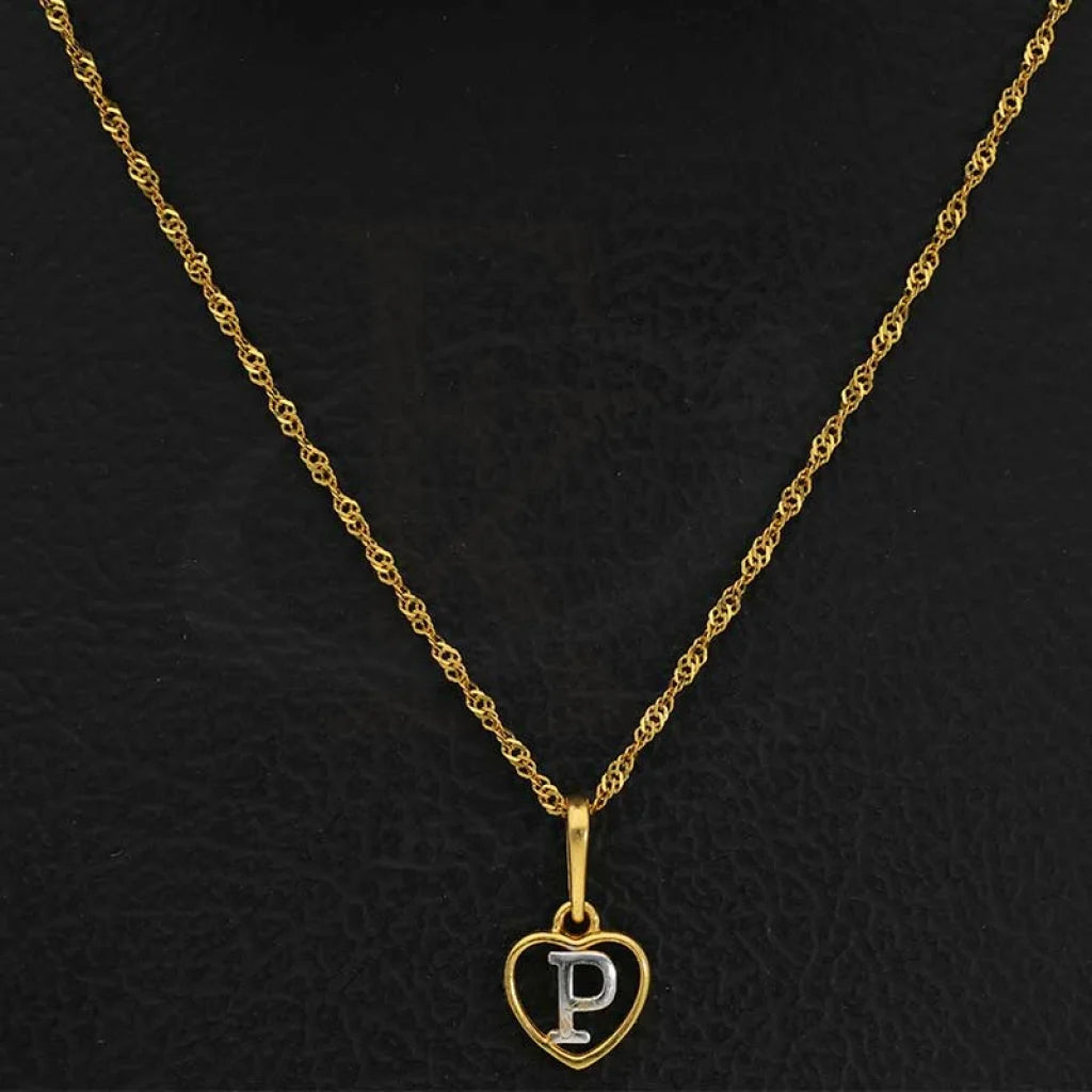 Gold Necklace (Chain With Dual Tone Heart Shaped Alphabet Pendant) 22Kt - Fkjnkl22K2736 Necklaces