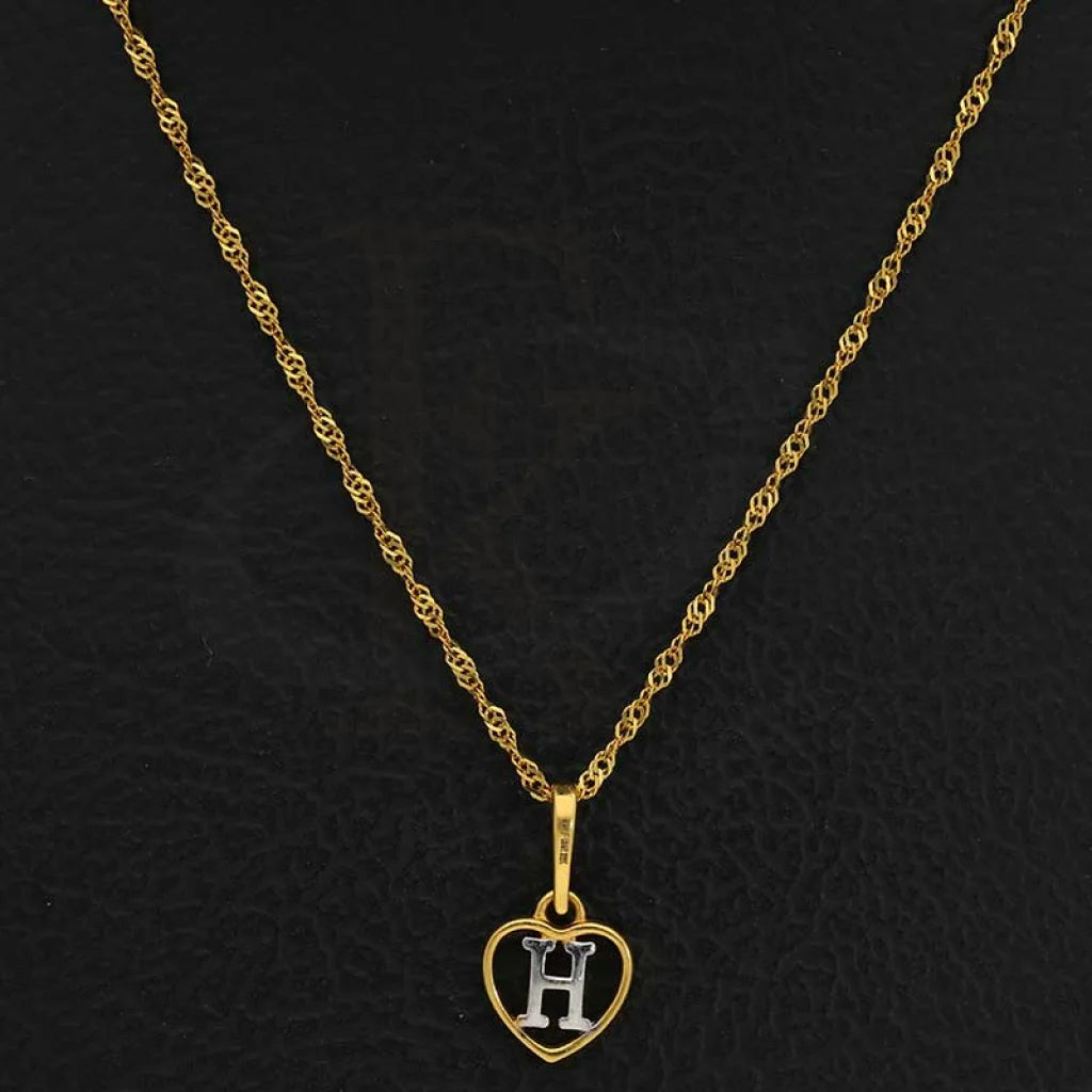 Gold Necklace (Chain With Dual Tone Heart Shaped Alphabet Pendant) 22Kt - Fkjnkl22K2736 Necklaces