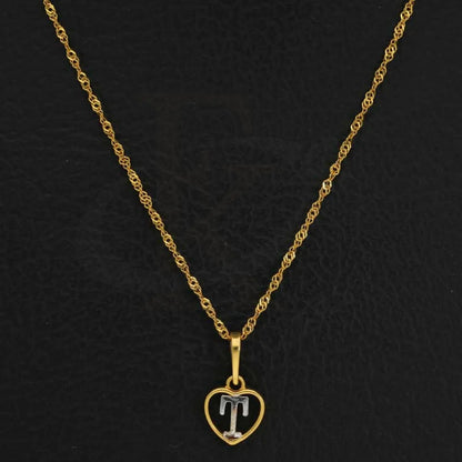 Gold Necklace (Chain With Dual Tone Heart Shaped Alphabet Pendant) 22Kt - Fkjnkl22K2736 Necklaces