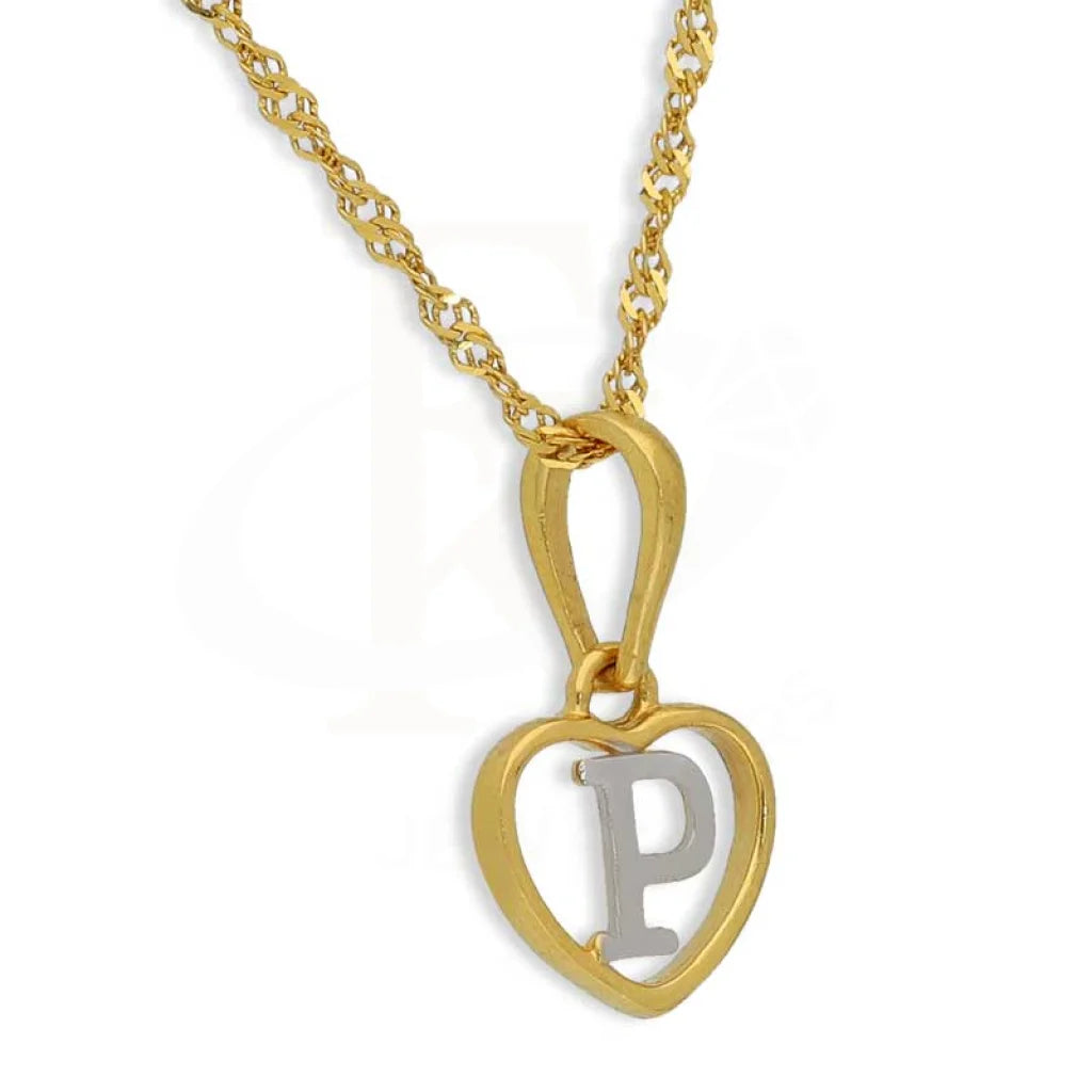 Gold Necklace (Chain With Dual Tone Heart Shaped Alphabet Pendant) 22Kt - Fkjnkl22K2736 Necklaces