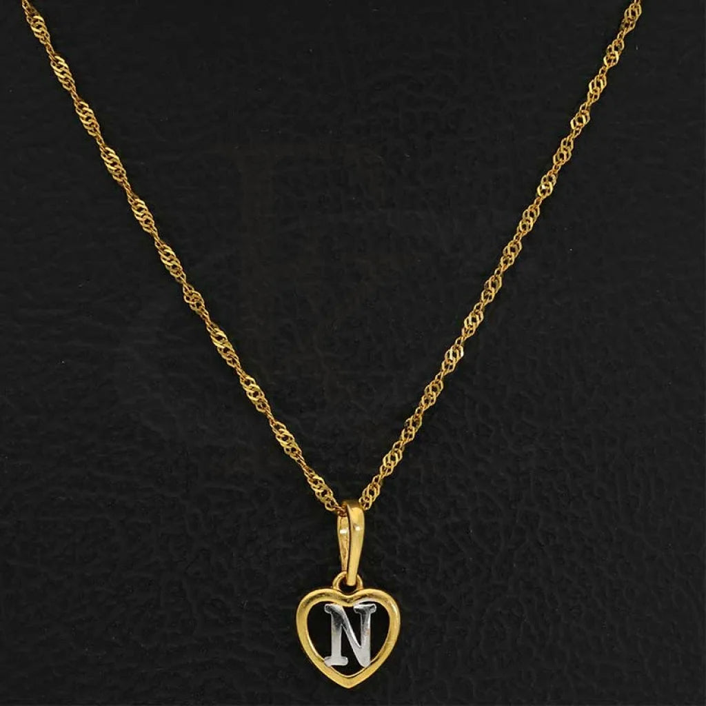 Gold Necklace (Chain With Dual Tone Heart Shaped Alphabet Pendant) 22Kt - Fkjnkl22K2736 Necklaces