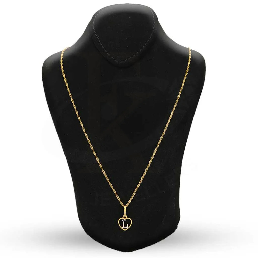 Gold Necklace (Chain With Dual Tone Heart Shaped Alphabet Pendant) 22Kt - Fkjnkl22K2736 Necklaces