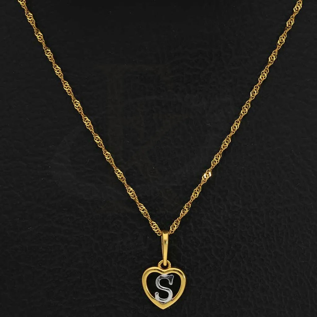 Gold Necklace (Chain With Dual Tone Heart Shaped Alphabet Pendant) 22Kt - Fkjnkl22K2736 Necklaces