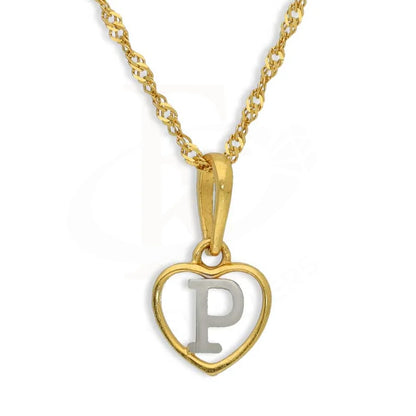 Gold Necklace (Chain With Dual Tone Heart Shaped Alphabet Pendant) 22Kt - Fkjnkl22K2736 P / 2.260