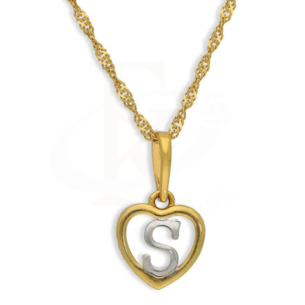 Gold Necklace (Chain With Dual Tone Heart Shaped Alphabet Pendant) 22Kt - Fkjnkl22K2736 S / 2.260