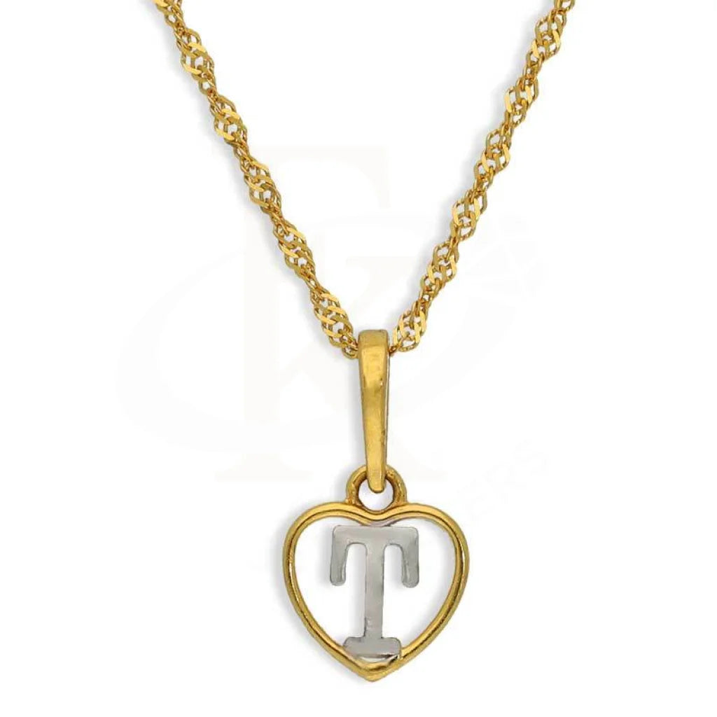 Gold Necklace (Chain With Dual Tone Heart Shaped Alphabet Pendant) 22Kt - Fkjnkl22K2736 T / 2.230