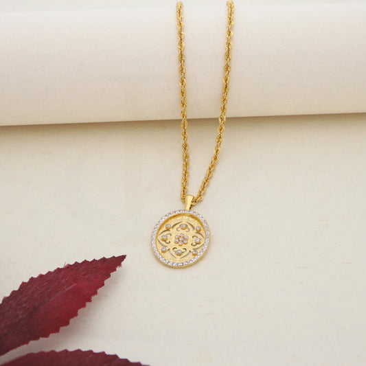 Gold Necklace (Chain With Dual Tone Pendant) 21Kt- Fkjnkl21K7701 Necklaces