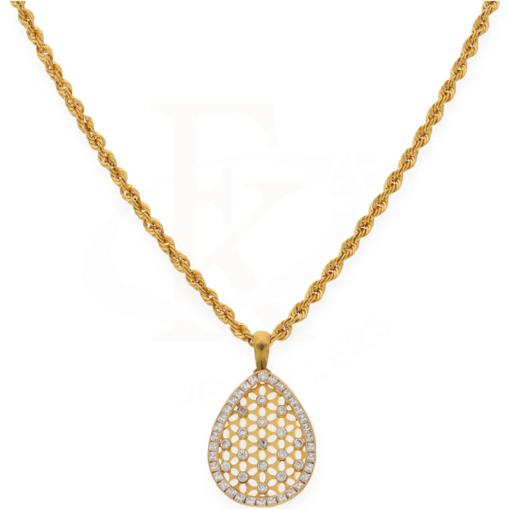 Gold Necklace (Chain With Dual Tone Pendant) 21Kt- Fkjnkl21K7702 Necklaces