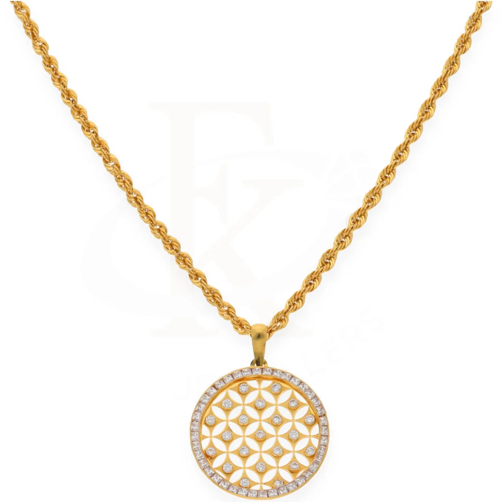 Gold Necklace (Chain With Dual Tone Pendant) 21Kt- Fkjnkl21K7703 Necklaces