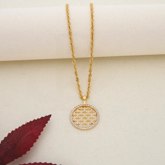 Gold Necklace (Chain With Dual Tone Pendant) 21Kt- Fkjnkl21K7703 Necklaces