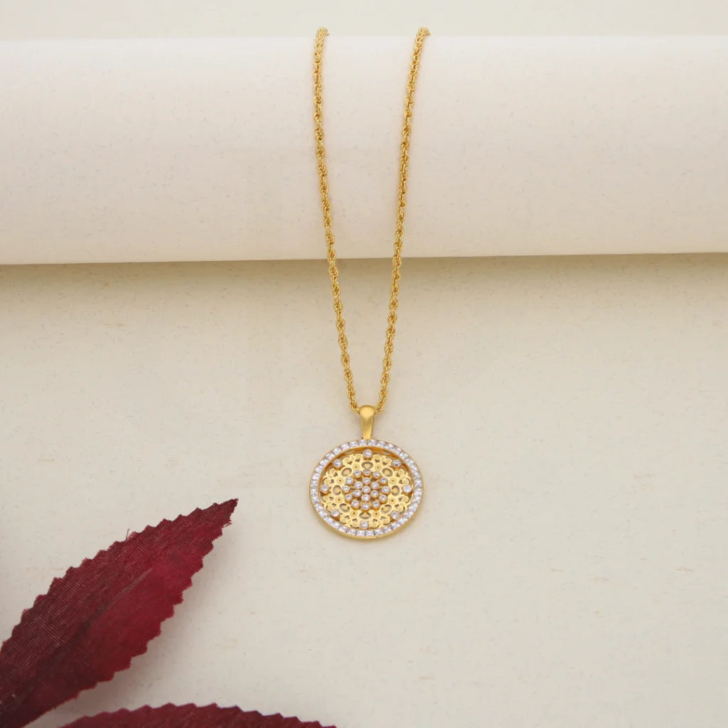 Gold Necklace (Chain With Dual Tone Pendant) 21Kt- Fkjnkl21K7704 Necklaces