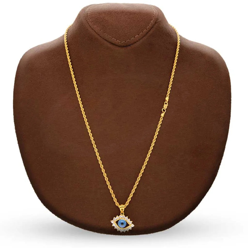 Gold Necklace (Chain With Evil Eye Pendant) 22Kt - Fkjnkl22K2752 Necklaces