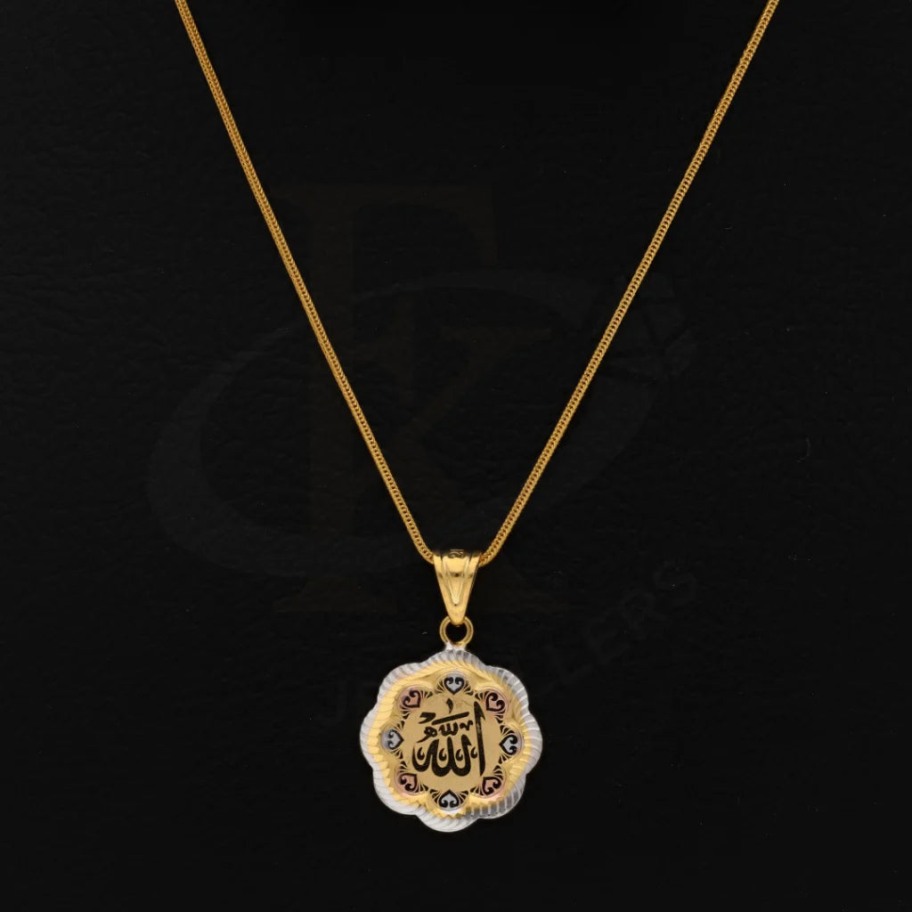 Gold Necklace (Chain With Fashion Allah Name Pendant) 21Kt - Fkjnkl21Km8536 Necklaces