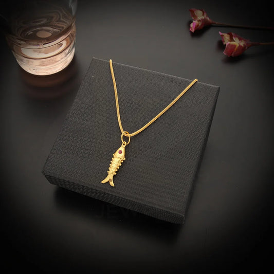 Gold Necklace (Chain With Fish Pendant) 22Kt - Fkjnkl22K5617 Necklaces