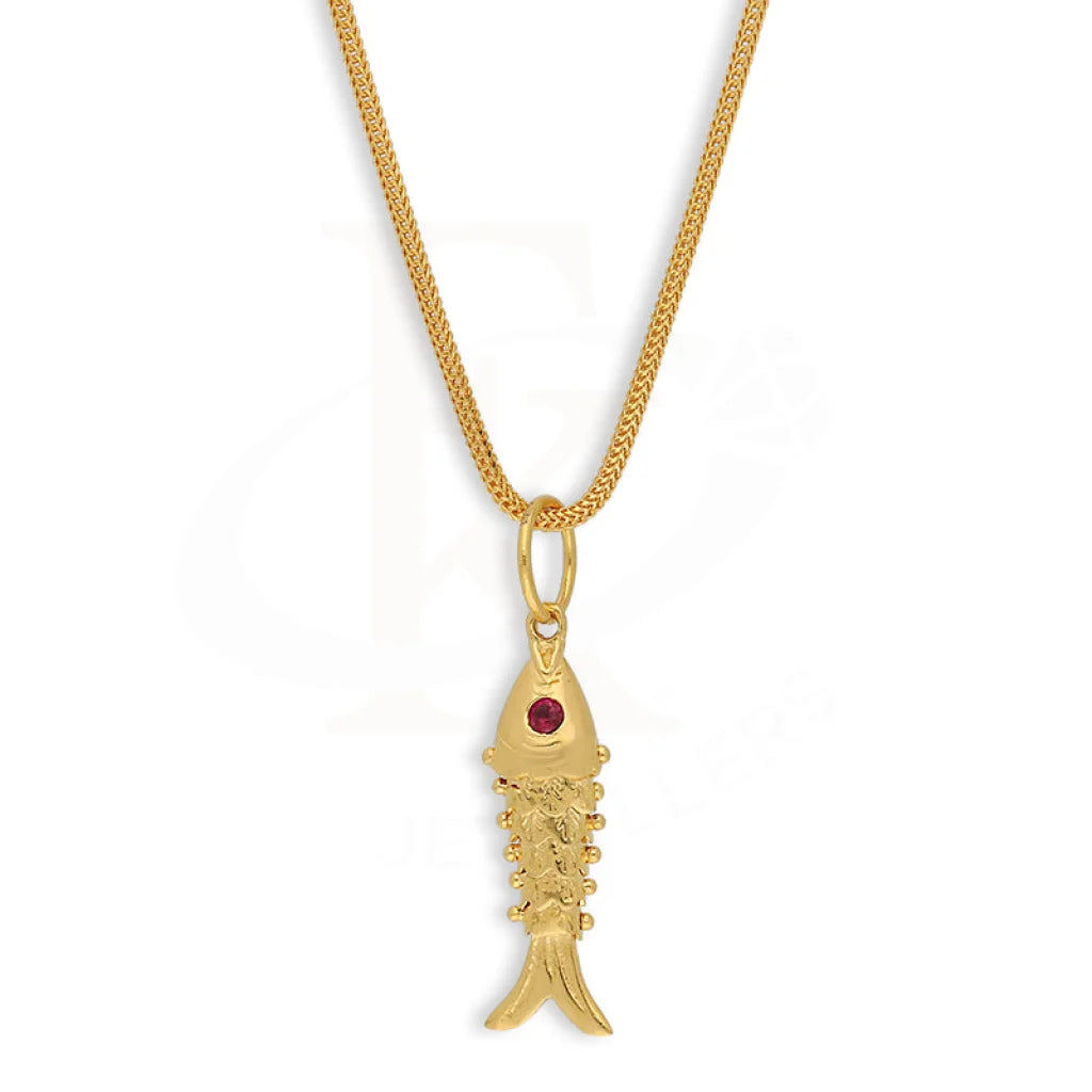 Gold Necklace (Chain With Fish Pendant) 22Kt - Fkjnkl22K5619 Necklaces