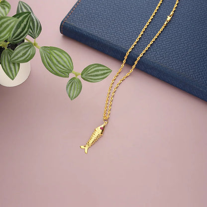 Gold Necklace (Chain With Fish Pendant) 22Kt - Fkjnkl22K5621 Necklaces