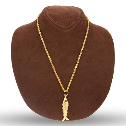 Gold Necklace (Chain With Fish Pendant) 22Kt - Fkjnkl22K5621 Necklaces