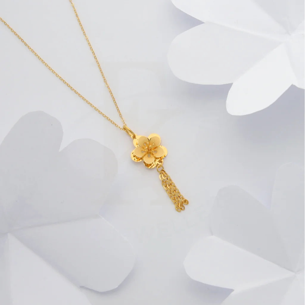 Gold Necklace (Chain With Floral Style Pendant) 21Kt - Fkjnkl21Km8432 Necklaces