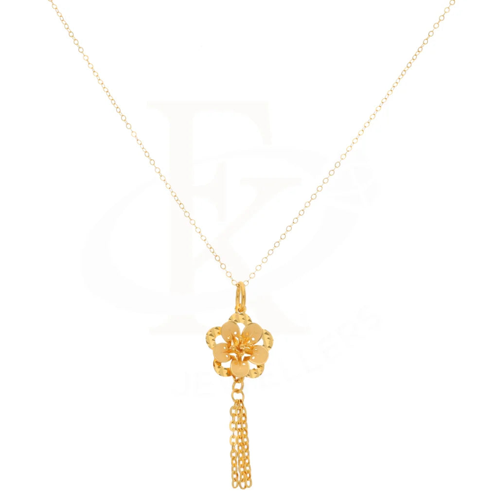 Gold Necklace (Chain With Floral Style Pendant) 21Kt - Fkjnkl21Km8435 Necklaces