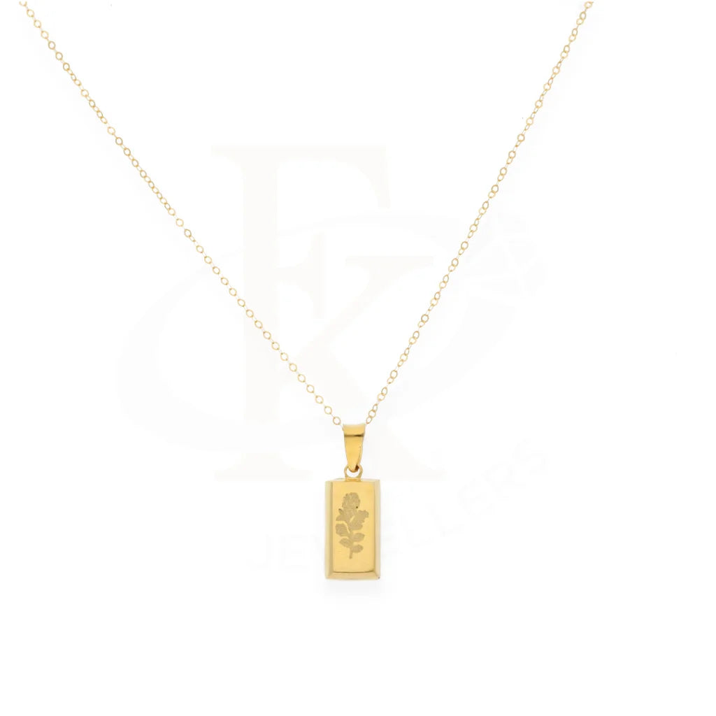 Gold Necklace (Chain With Flower Bar Pendant) 21Kt - Fkjnkl21Km8036 Necklaces