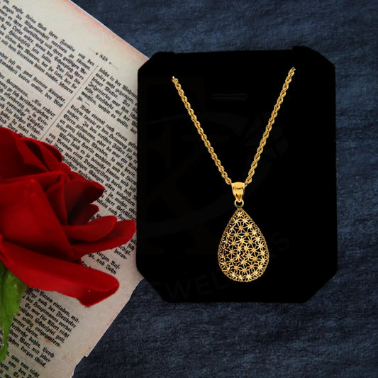 Gold Necklace (Chain With Flower Drop Pendant) 21Kt - Fkjnkl21Km8376 Necklaces