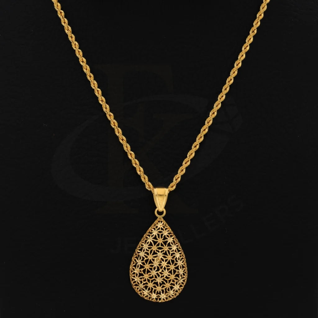 Gold Necklace (Chain With Flower Drop Pendant) 21Kt - Fkjnkl21Km8376 Necklaces