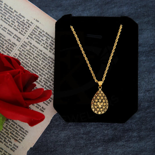 Gold Necklace (Chain With Flower Drop Pendant) 21Kt - Fkjnkl21Km8377 Necklaces