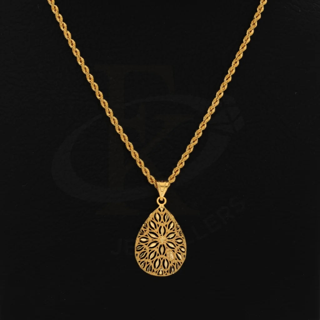 Gold Necklace (Chain With Flower Drop Pendant) 21Kt - Fkjnkl21Km8383 Necklaces