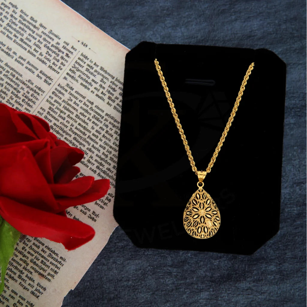 Gold Necklace (Chain With Flower Drop Pendant) 21Kt - Fkjnkl21Km8383 Necklaces