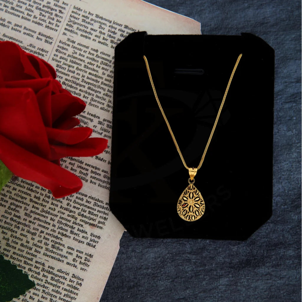 Gold Necklace (Chain With Flower Drop Pendant) 21Kt - Fkjnkl21Km8387 Necklaces