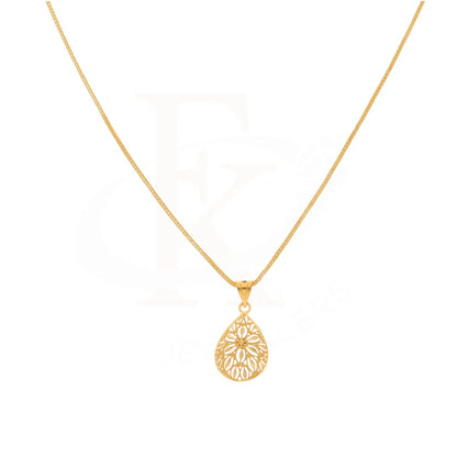 Gold Necklace (Chain With Flower Drop Pendant) 21Kt - Fkjnkl21Km8387 Necklaces