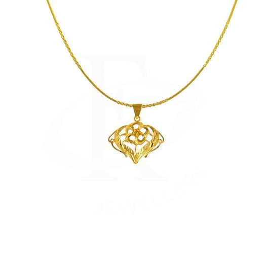 Gold Necklace (Chain With Flower Heart Pendant) 22Kt - Fkjnkl1671 Necklaces