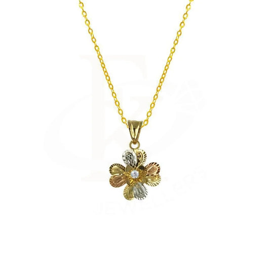 Gold Necklace (Chain With Flower Pendant) 18Kt - Fkjnkl1651 Necklaces