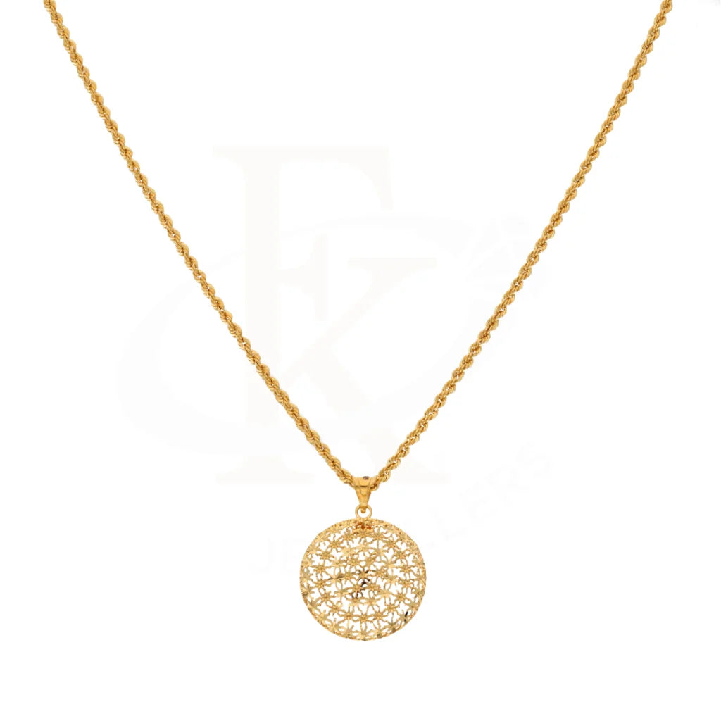 Gold Necklace (Chain With Flower Pendant) 21Kt - Fkjnkl21Km8373 Necklaces