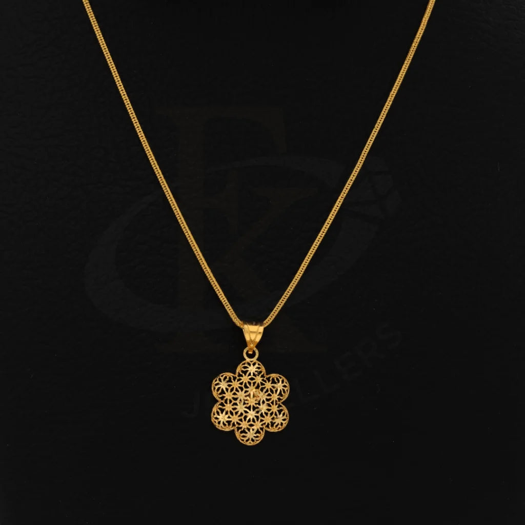 Gold Necklace (Chain With Flower Pendant) 21Kt - Fkjnkl21Km8379 Necklaces