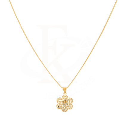 Gold Necklace (Chain With Flower Pendant) 21Kt - Fkjnkl21Km8379 Necklaces