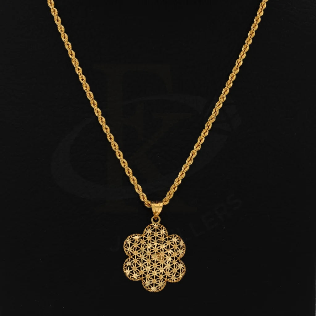 Gold Necklace (Chain With Flower Pendant) 21Kt - Fkjnkl21Km8380 Necklaces