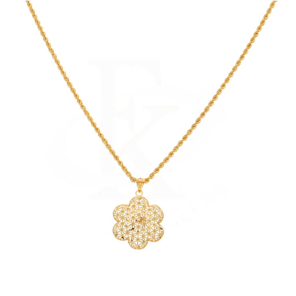 Gold Necklace (Chain With Flower Pendant) 21Kt - Fkjnkl21Km8380 Necklaces