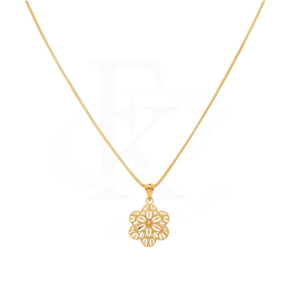 Gold Necklace (Chain With Flower Pendant) 21Kt - Fkjnkl21Km8388 Necklaces