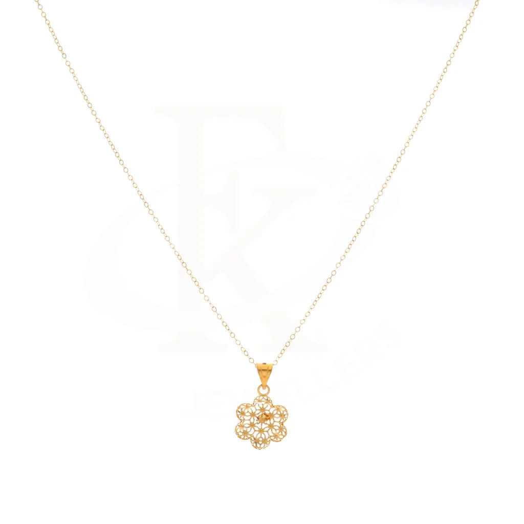 Gold Necklace (Chain With Flower Pendant) 21Kt - Fkjnkl21Km8394 Necklaces