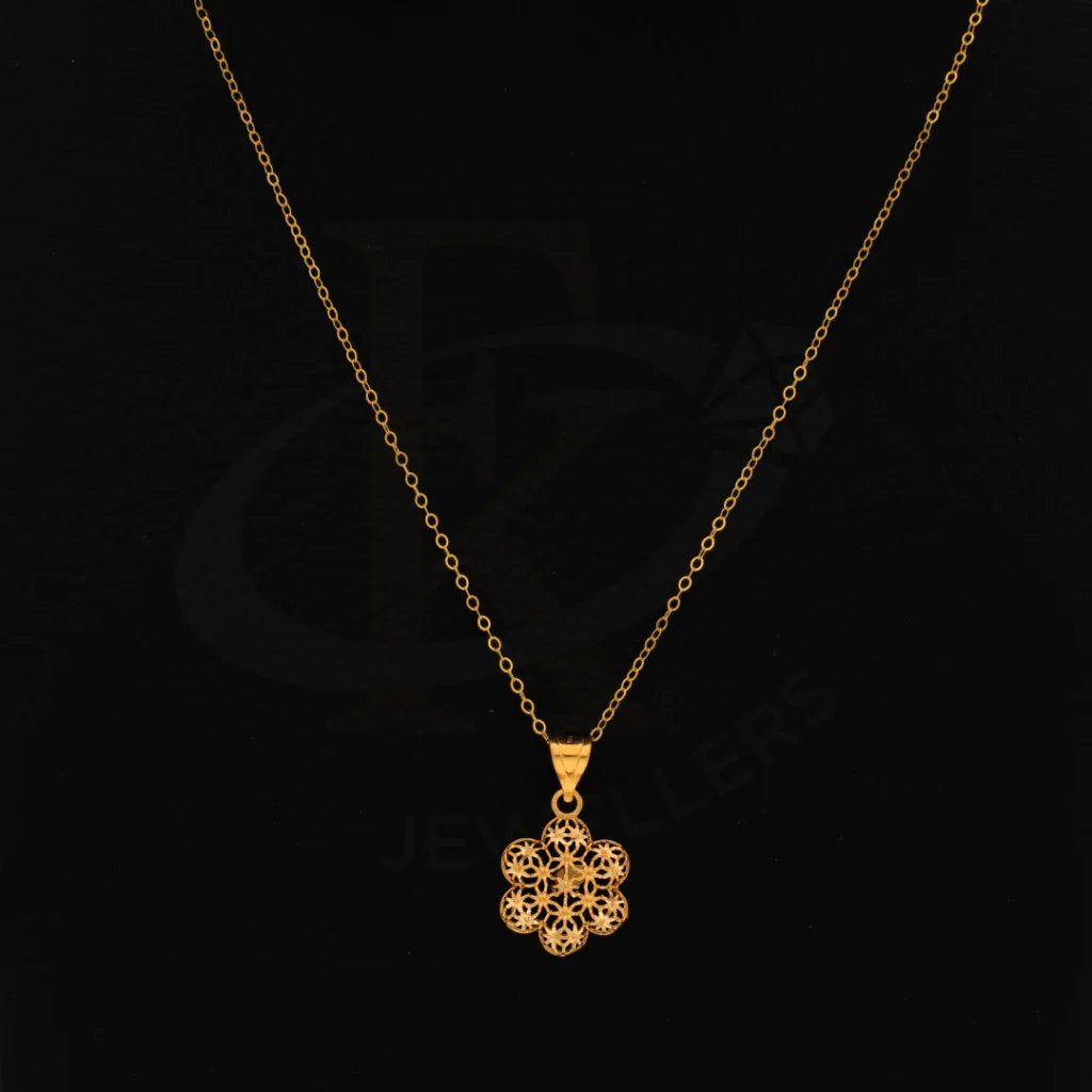 Gold Necklace (Chain With Flower Pendant) 21Kt - Fkjnkl21Km8394 Necklaces