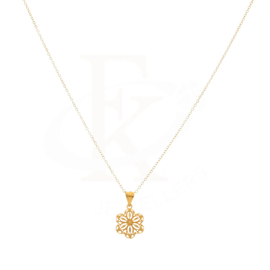 Gold Necklace (Chain With Flower Pendant) 21Kt - Fkjnkl21Km8399 Necklaces