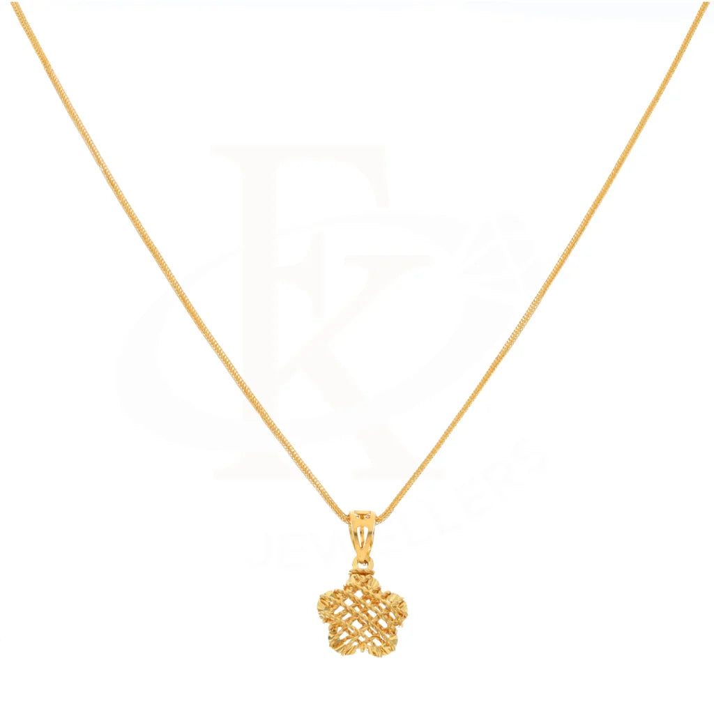 Gold Necklace (Chain With Flower Pendant) 21Kt - Fkjnkl21Km8428 Necklaces