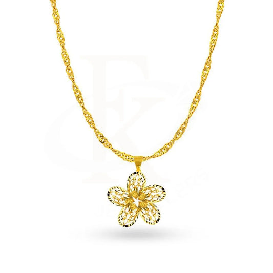 Gold Necklace (Chain With Flower Pendant) 22Kt - Fkjnkl1700 Necklaces