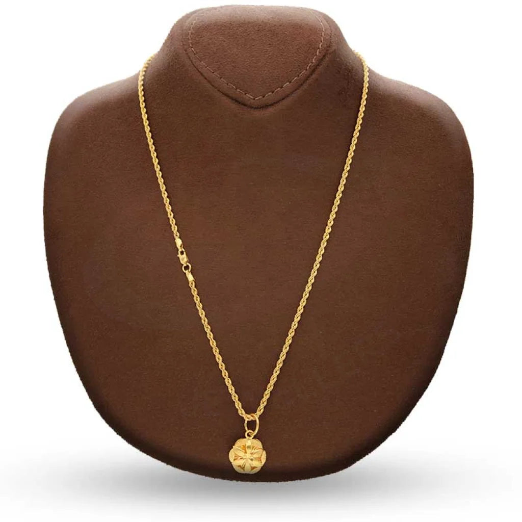 Gold Necklace (Chain With Flower Pendant) 22Kt - Fkjnkl22K2783 Necklaces