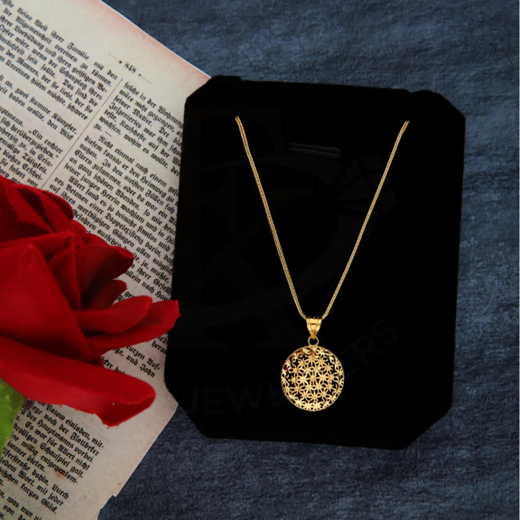 Gold Necklace (Chain With Flower Round Pendant) 21Kt - Fkjnkl21Km8378 Necklaces