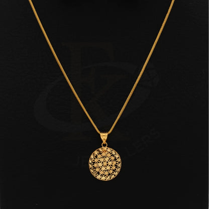 Gold Necklace (Chain With Flower Round Pendant) 21Kt - Fkjnkl21Km8378 Necklaces