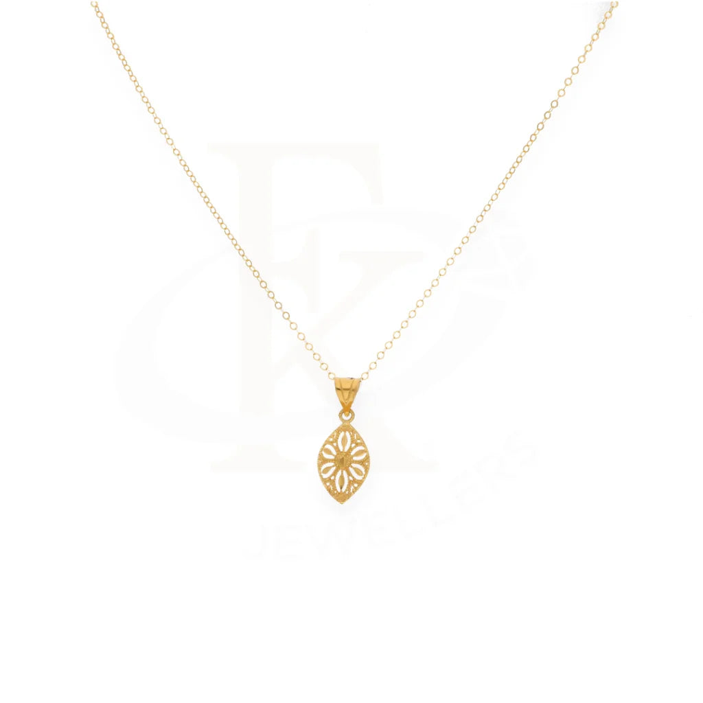 Gold Necklace (Chain With Flower Shaped Hollow Pendant) 21Kt - Fkjnkl21Km7947 Necklaces