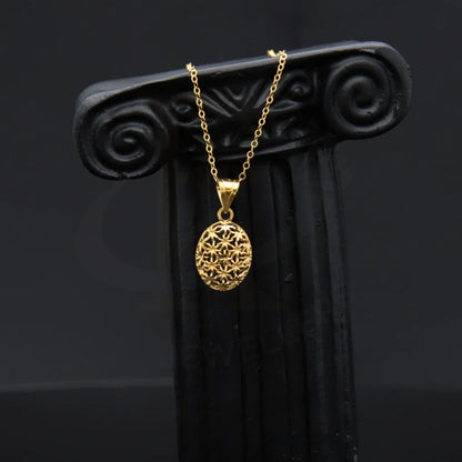 Gold Necklace (Chain With Flower Shaped Hollow Pendant) 21Kt - Fkjnkl21Km7948 Necklaces