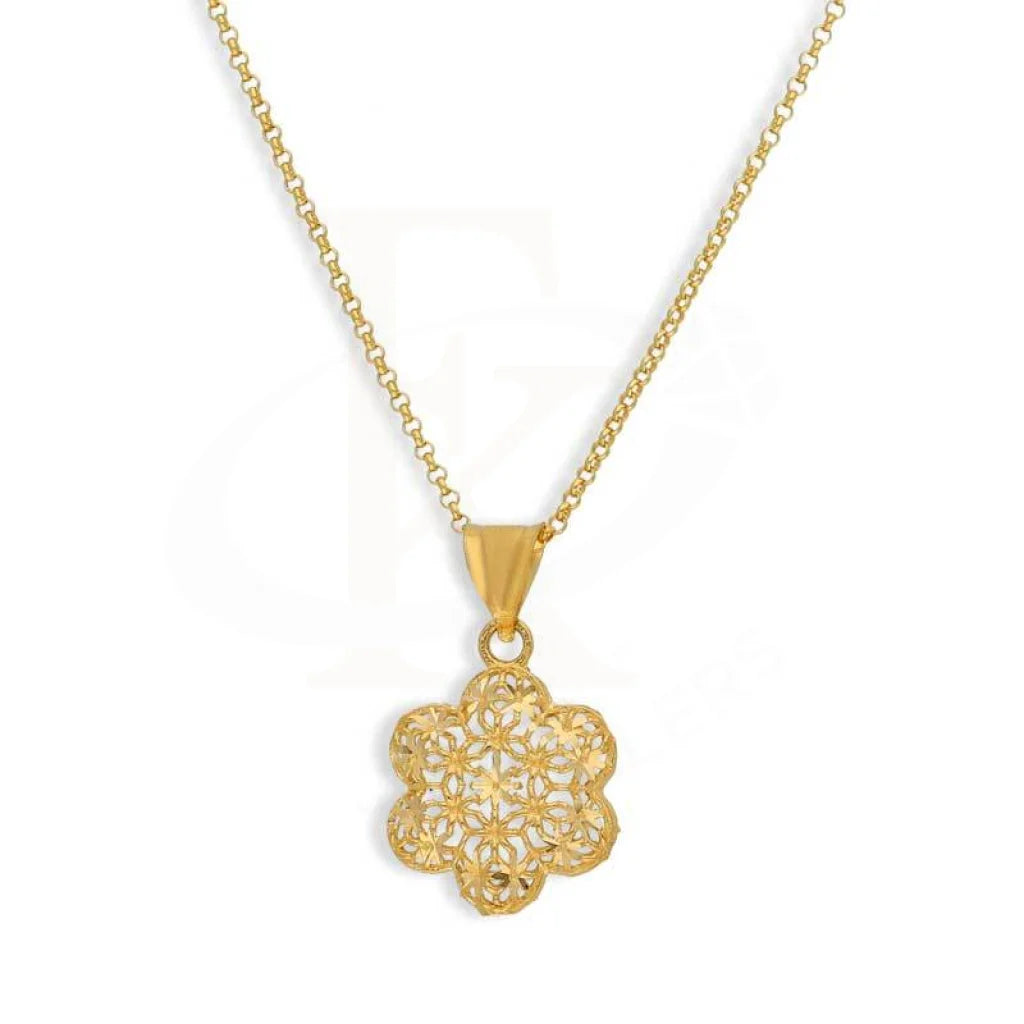 Gold Necklace (Chain With Flower Shaped Pendant) 21Kt - Fkjnkl21K3076 Necklaces